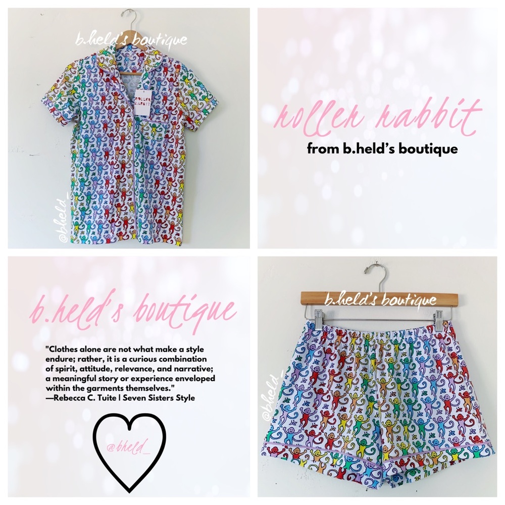 Roller Rabbit Disco Monkey Polo Pajamas in Rainbow Size X-Small XS New NWT